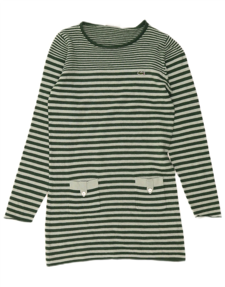 Lacoste Womens Boat Neck Jumper Sweater Size 36 Small Green Striped