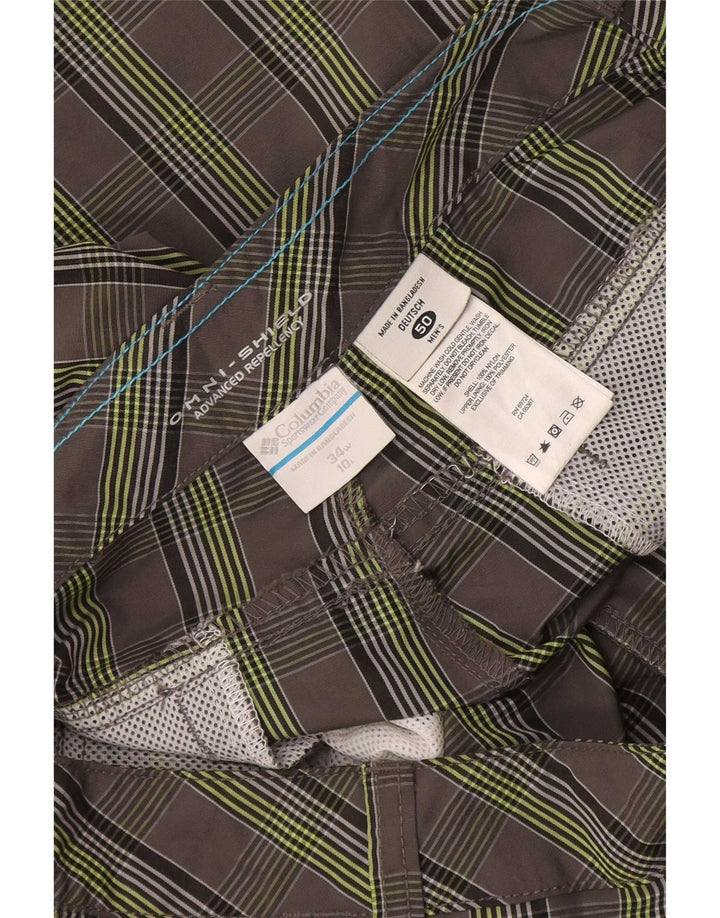 Columbia Mens Omni-Shield Cargo Shorts W34 Large Grey Check Nylon