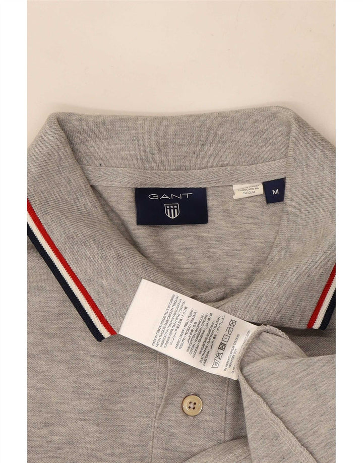 Gant Mens Polo Shirt Medium Grey Striped Cotton