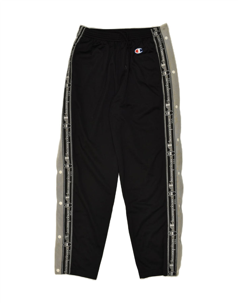 CHAMPION Mens Graphic Tracksuit Trousers Medium Black Colourblock | Vintage Champion | Thrift | Second-Hand Champion | Used Clothing | Messina Hembry 