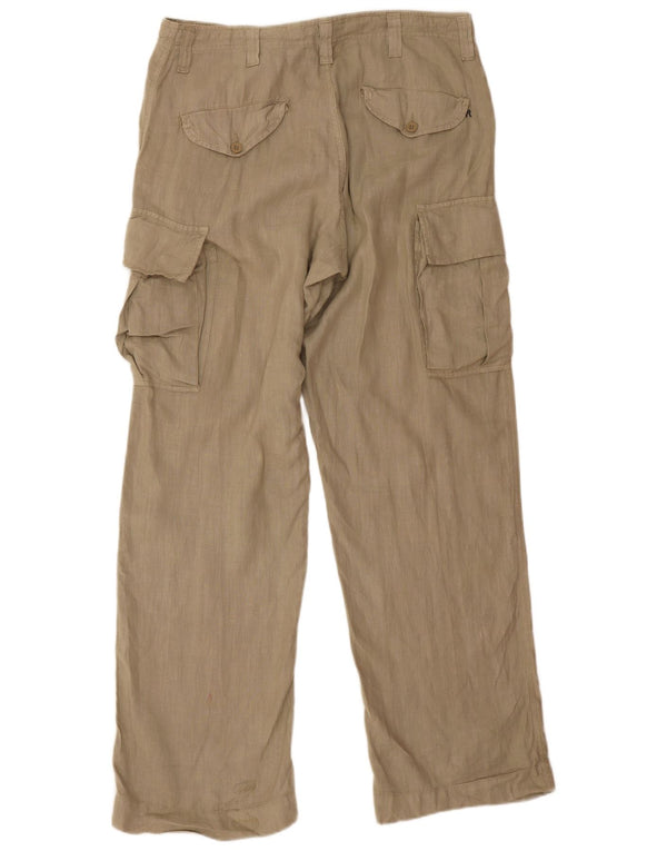 REPLAY Mens Straight Cargo Trousers W33 L33 Beige Linen