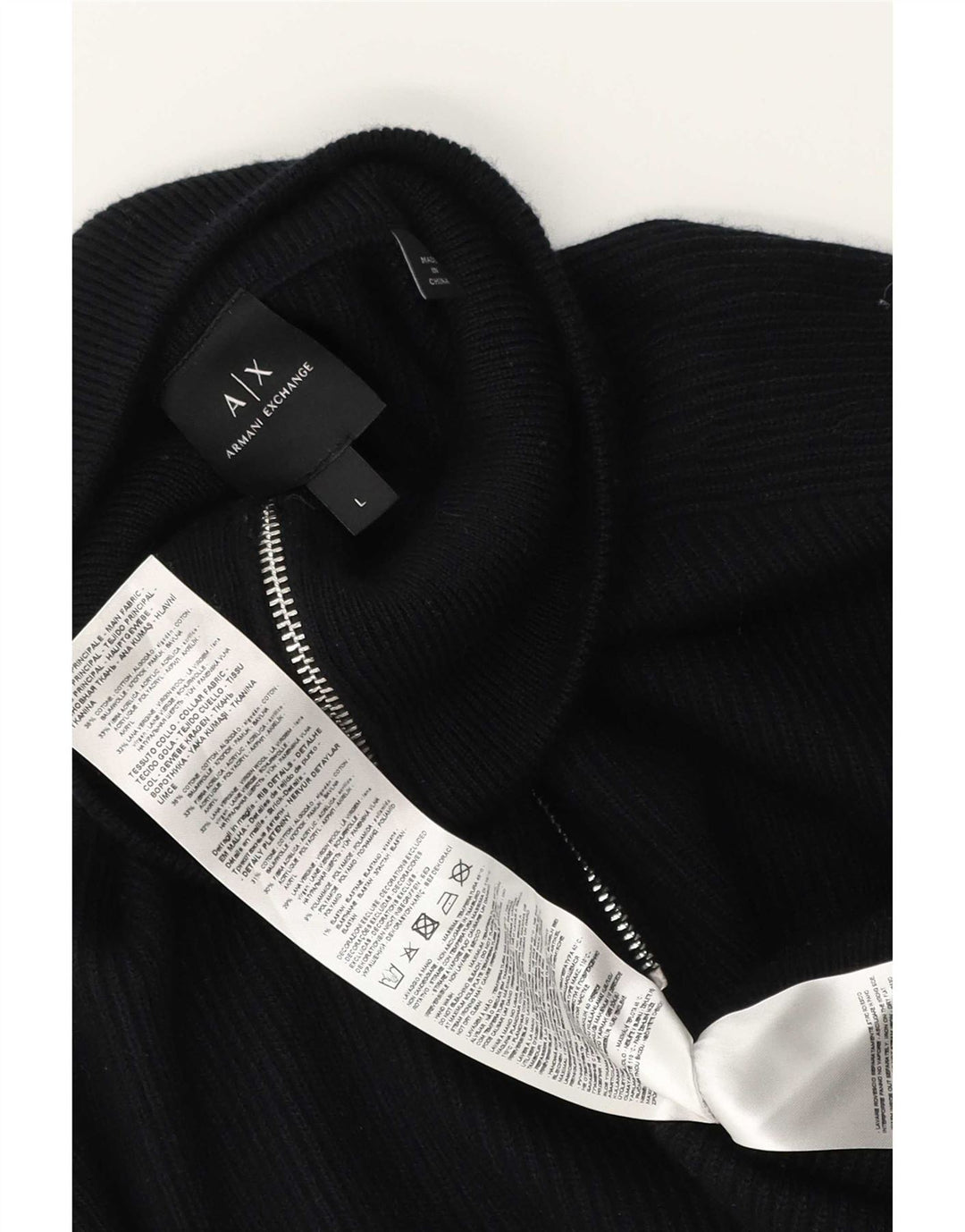 Armani Exchange Mens Zip Neck Jumper Sweater Large Black Cotton
