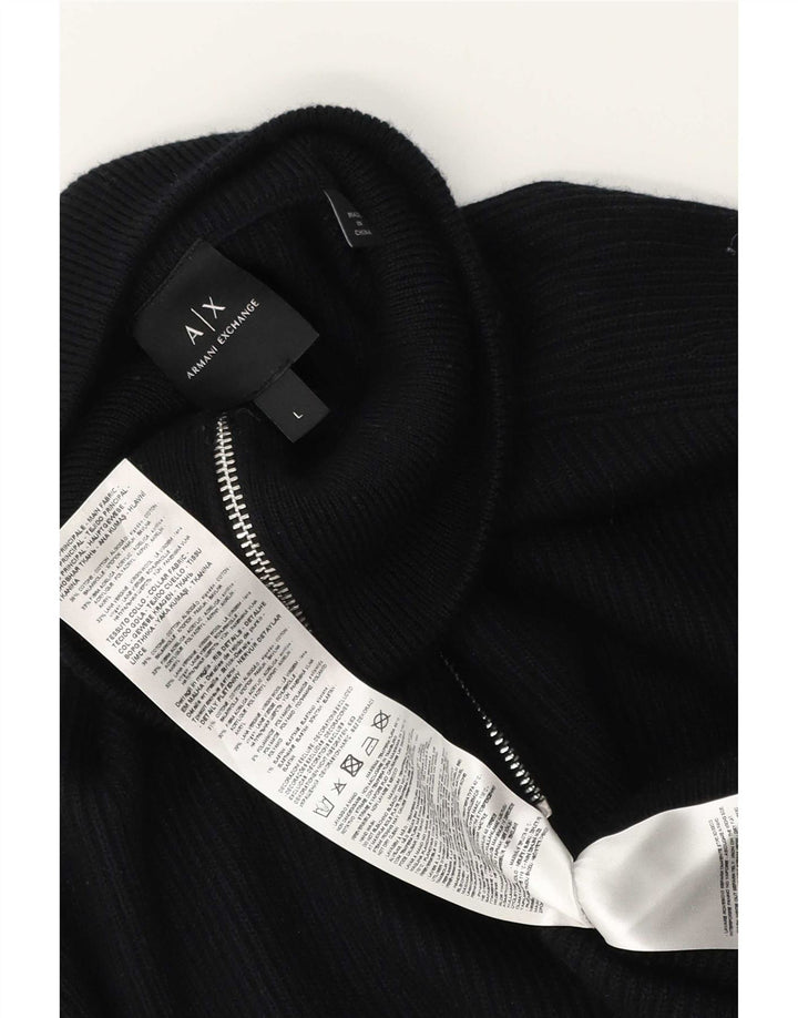 Armani Exchange Mens Zip Neck Jumper Sweater Large Black Cotton