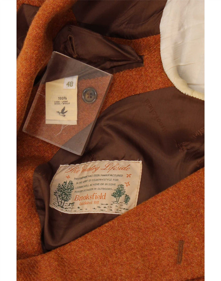 Brooksfield Mens 3 Button Blazer Jacket IT 48 Medium Brown Wool