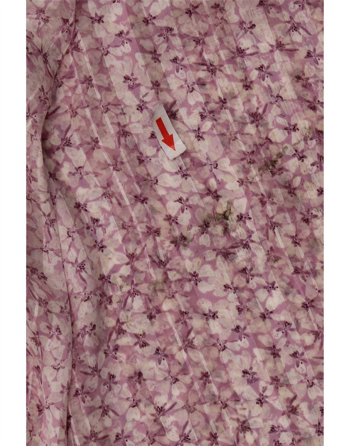 H&M Womens Long Sleeve Blouse Top UK 16 Large Pink Floral Polyester