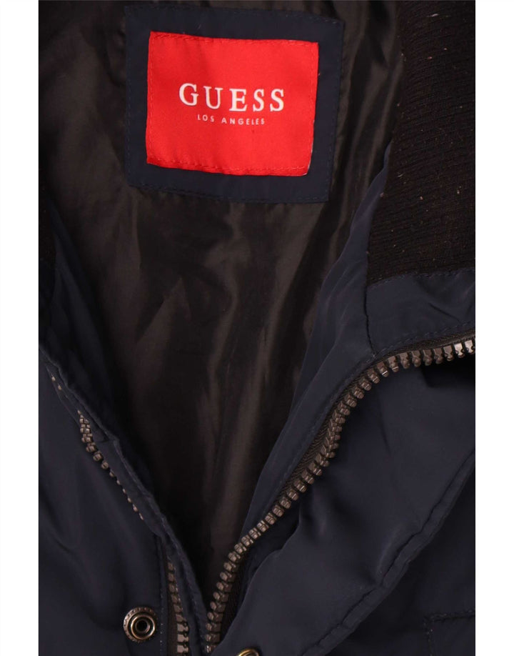 Guess Mens Padded Coat UK 40 Large Navy Blue Polyester