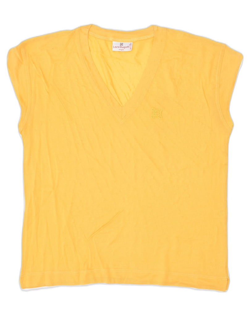 LAURA BIAGIOTTI Womens Vest Top IT 46 Large Yellow Cotton | Vintage | Thrift | Second-Hand | Used Clothing | Messina Hembry 