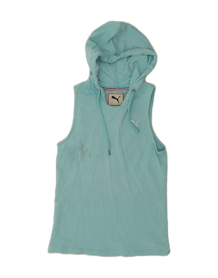 PUMA Womens Hooded Vest Top UK 12 Medium Blue Vintage Puma and Second-Hand Puma from Messina Hembry 