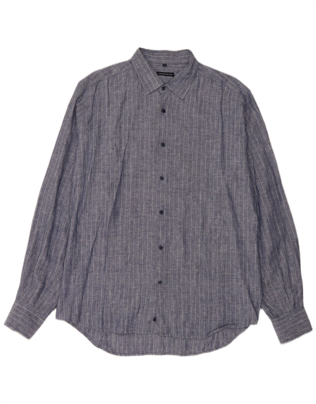 VINTAGE Mens Shirt XL Blue Pinstripe Linen