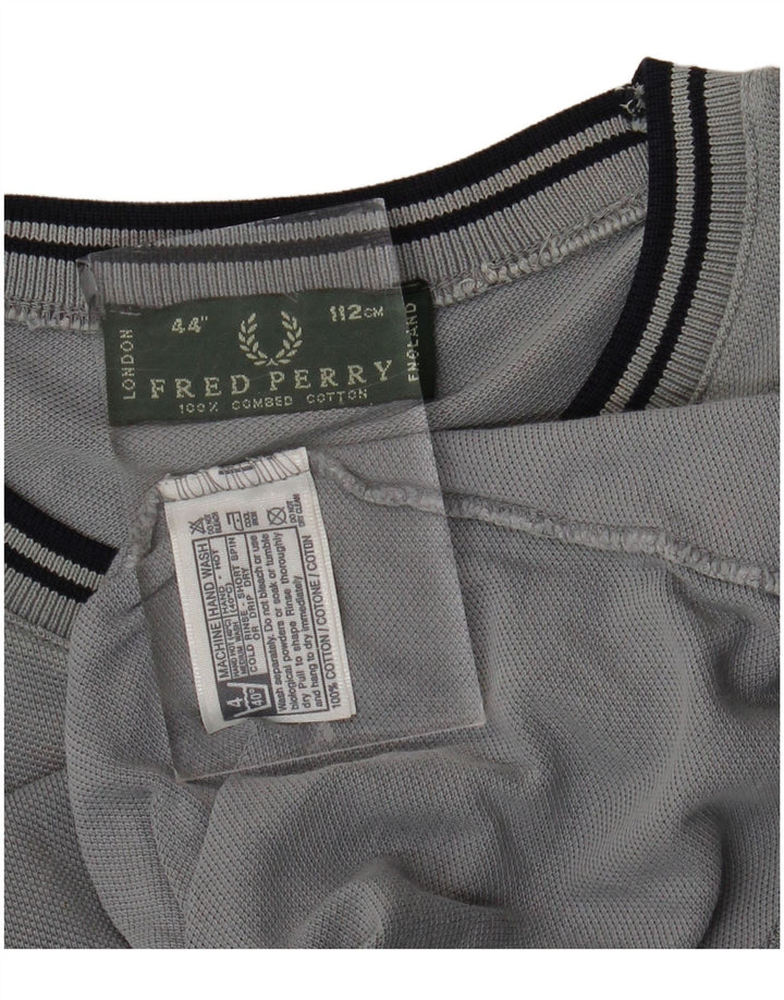 FRED PERRY Mens Top Long Sleeve Medium Grey Cotton