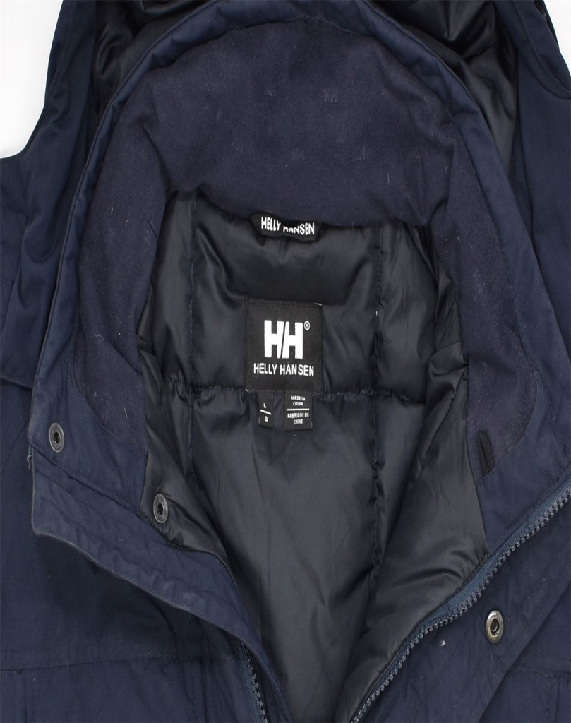HELLY HANSEN Mens Hooded Utility Jacket UK 40 Large Navy Blue Nylon | Vintage | Thrift | Second-Hand | Used Clothing | Messina Hembry 