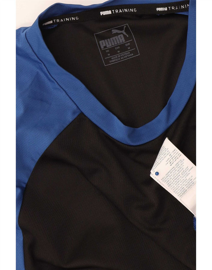 Puma Mens T-Shirt Top Medium Blue Colourblock Polyester