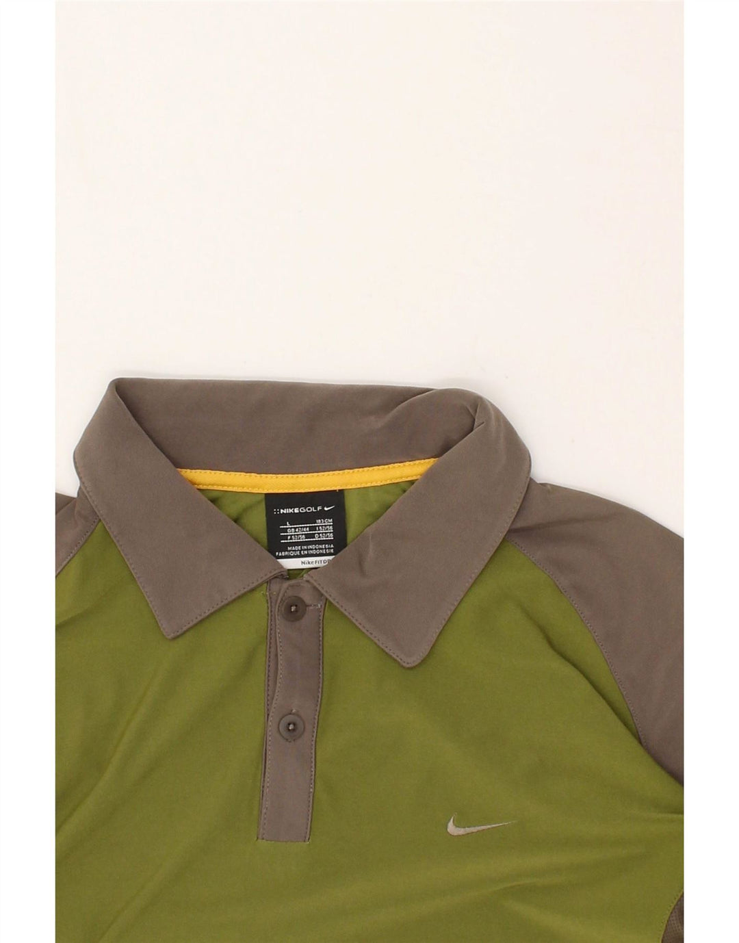 NIKE Mens Polo Shirt UK 42/44 Large Green Colourblock Polyester