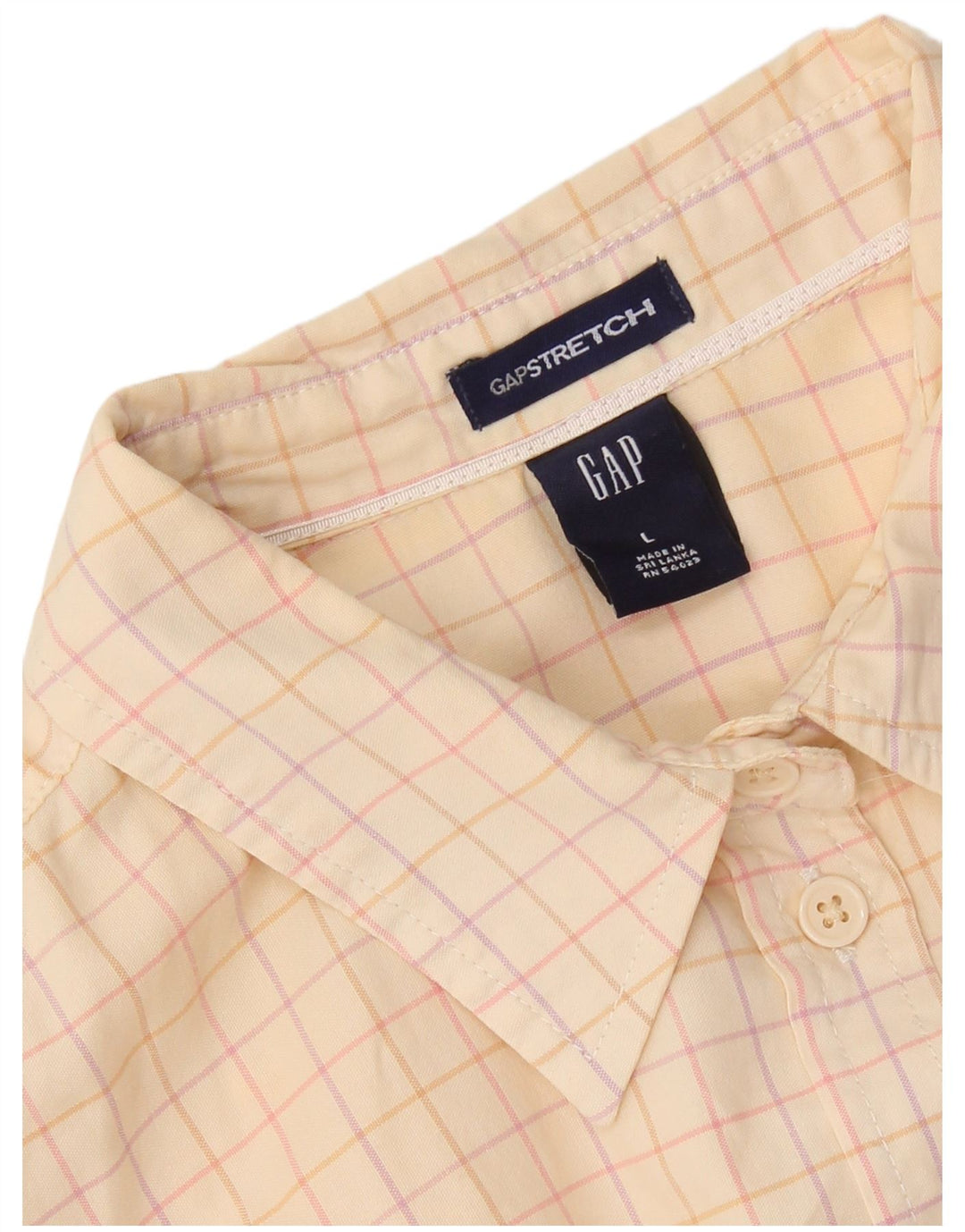 Gap Womens 3/4 Sleeve Shirt UK 16 Large Beige Check