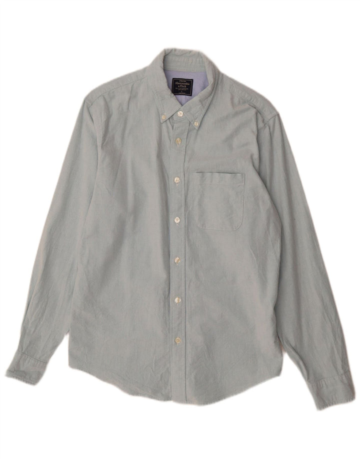 Abercrombie & Fitch Mens Stretch Shirt Large Blue Cotton