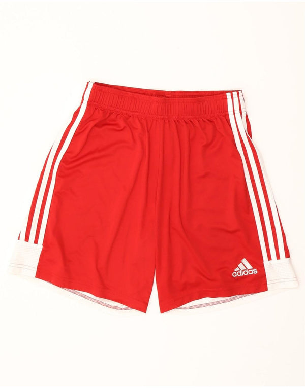 Adidas Womens Climalite Sport Shorts UK 12 Medium Red Colourblock