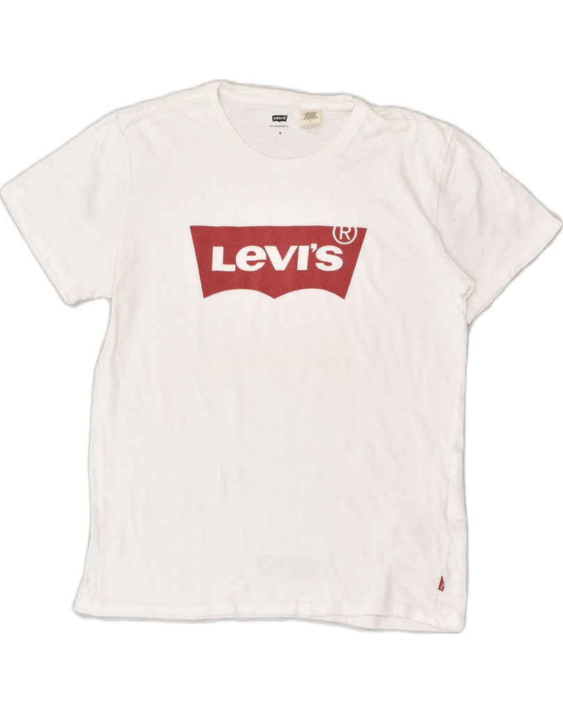 LEVI'S Womens Graphic T-Shirt Top UK 14 Medium White Cotton | Vintage Levi's | Thrift | Second-Hand Levi's | Used Clothing | Messina Hembry 