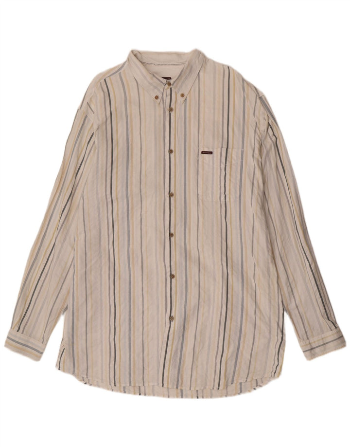 Marlboro Classics Mens Shirt 3XL White Striped Cotton