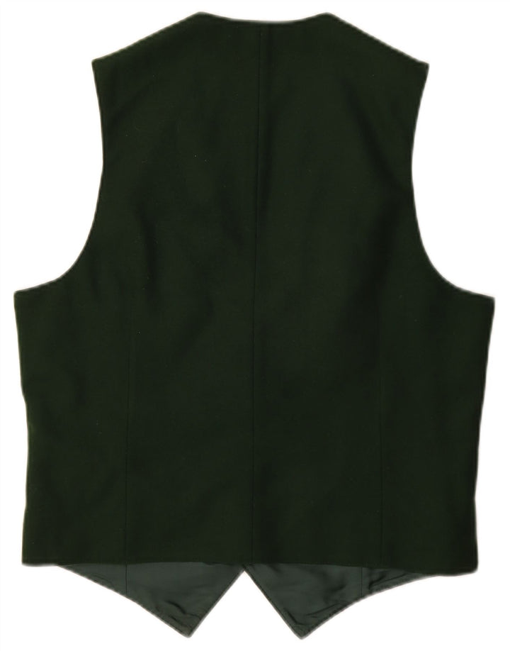 Vintage Mens Graphic Waistcoat Small Green