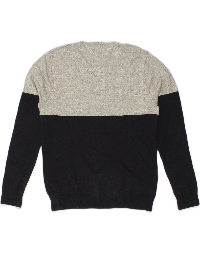 TOMMY HILFIGER Mens Crew Neck Jumper Sweater Medium Black Colourblock | Vintage Tommy Hilfiger | Thrift | Second-Hand Tommy Hilfiger | Used Clothing | Messina Hembry 