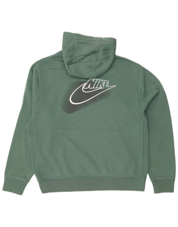 NIKE Mens Graphic Hoodie Jumper Medium Green Cotton
