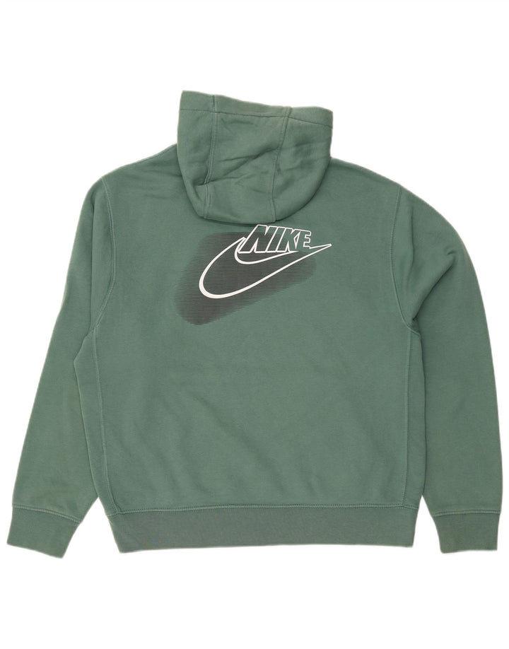 NIKE Mens Graphic Hoodie Jumper Medium Green Cotton