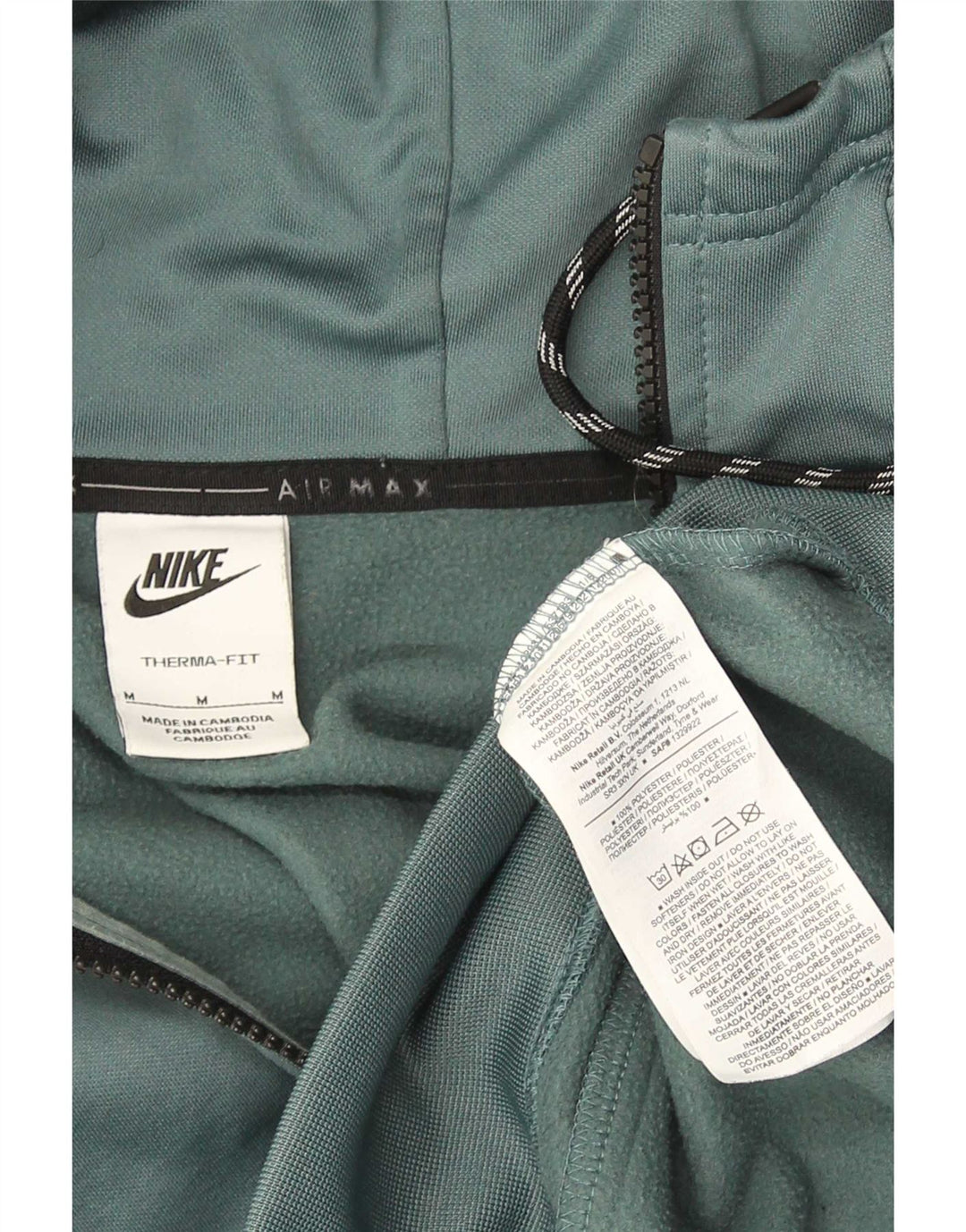 Nike Mens Therma-Fit Graphic Zip Hoodie Sweater Medium Green Polyester