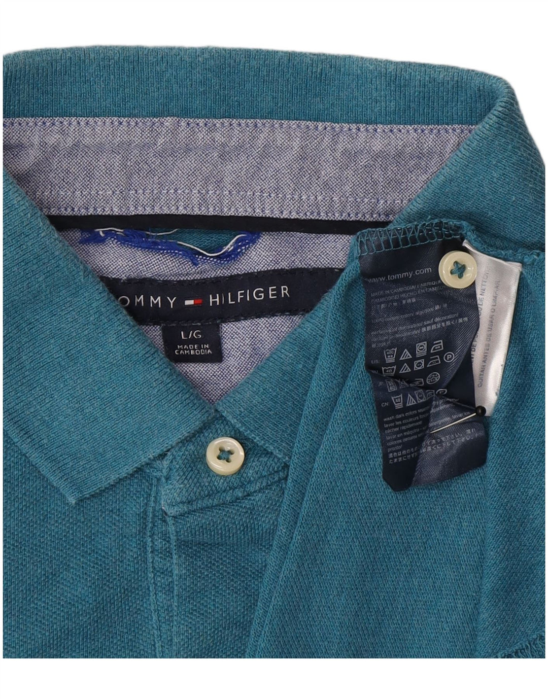 Tommy Hilfiger Mens Polo Shirt Large Blue Cotton