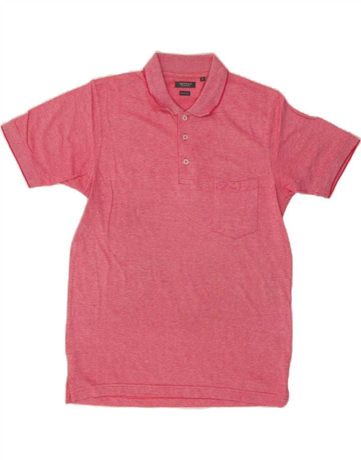 VINTAGE Mens Polo Shirt Medium Pink Cotton Vintage Vintage and Second-Hand Vintage from Messina Hembry 