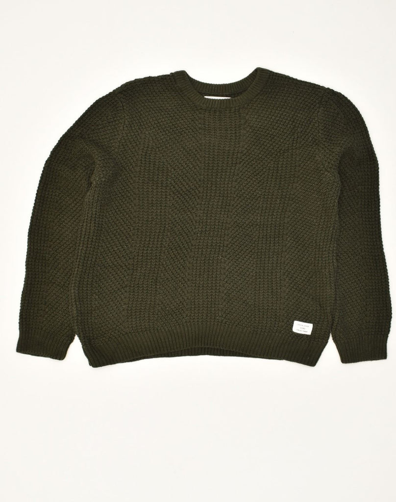 JACK & JONES Mens Crew Neck Jumper Sweater 2XL Khaki Cotton | Vintage Jack & Jones | Thrift | Second-Hand Jack & Jones | Used Clothing | Messina Hembry 