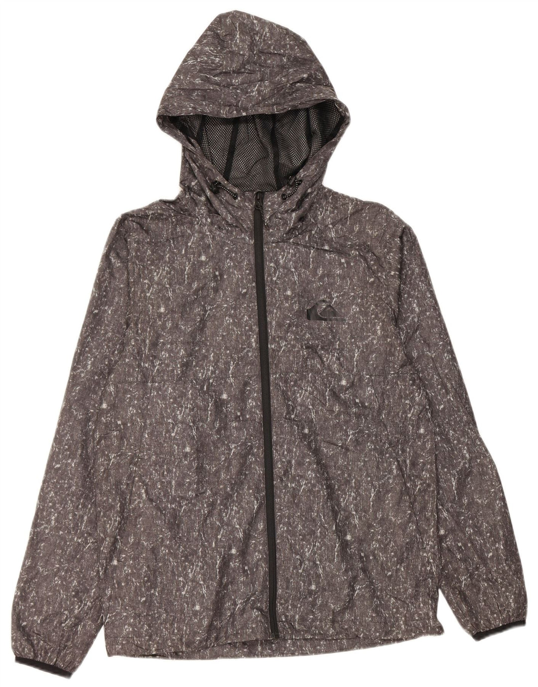 Quiksilver Mens Hooded Rain Jacket UK 34 XS Grey Flecked Polyester