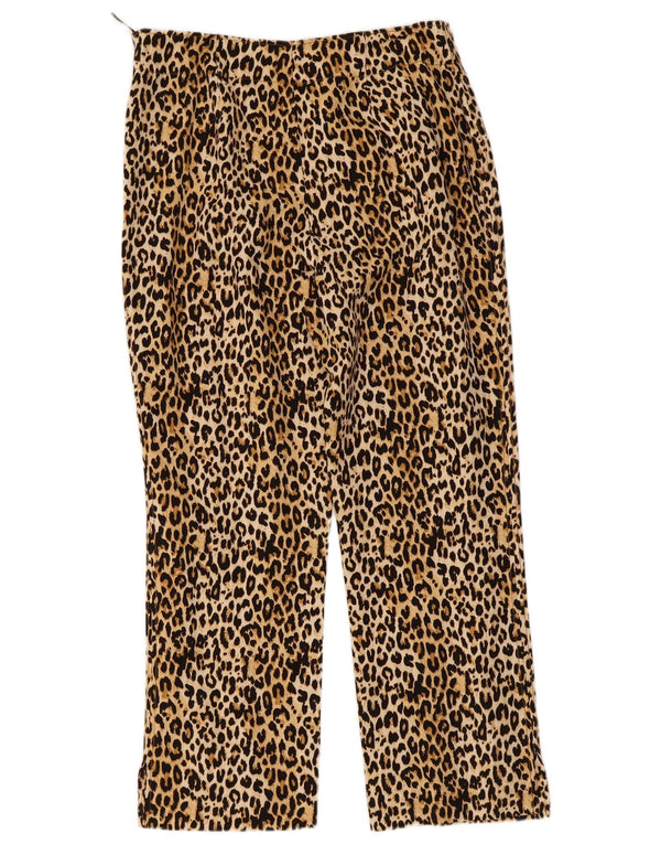 Zara Womens Straight Cropped Trousers Medium W28 L24 Brown Animal Print