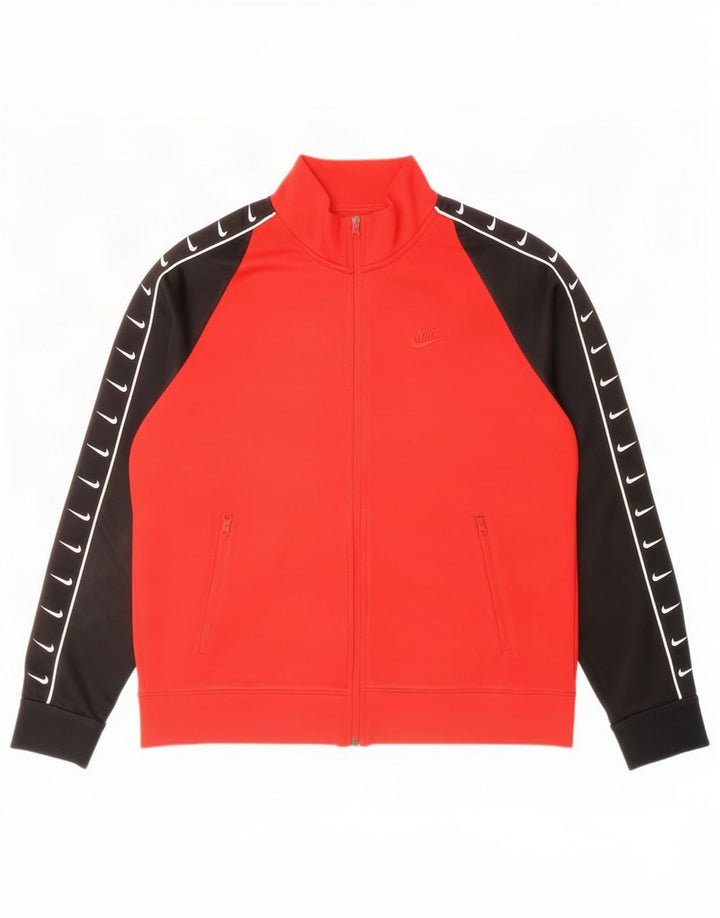 Nike Mens Graphic Tracksuit Top Jacket Large Red Colourblock Polyester