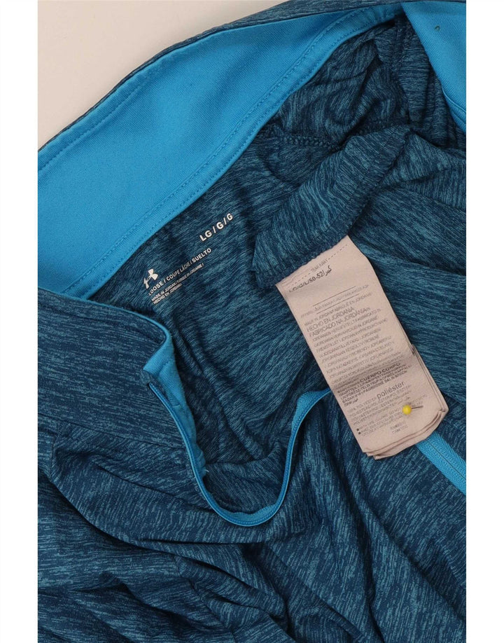 Under Armour Mens Zip Neck Pullover Tracksuit Top Large Blue Flecked