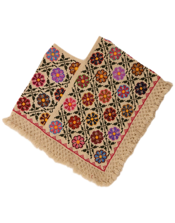 Vintage Womens Poncho Jumper One Size Multicoloured Floral Bohemian