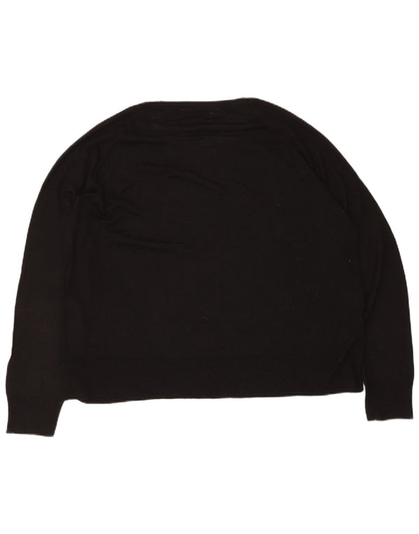 Zara Womens Boat Neck Jumper Sweater UK 14 Medium Black Viscose