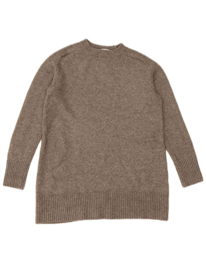 Zara Womens Boat Neck Jumper Sweater UK 12 Medium Grey Flecked Polyester