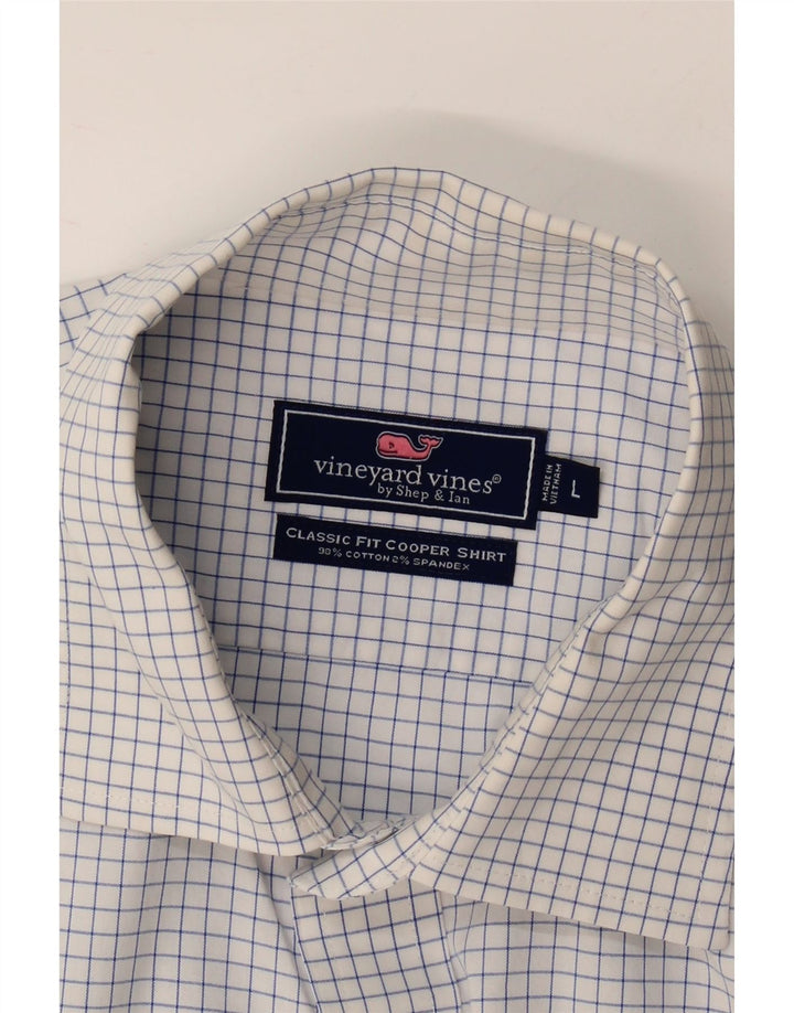 VINEYARD VINES Mens Cooper Classic Fit Shirt Large White Check Cotton Vintage Vineyard Vines and Second-Hand Vineyard Vines from Messina Hembry 