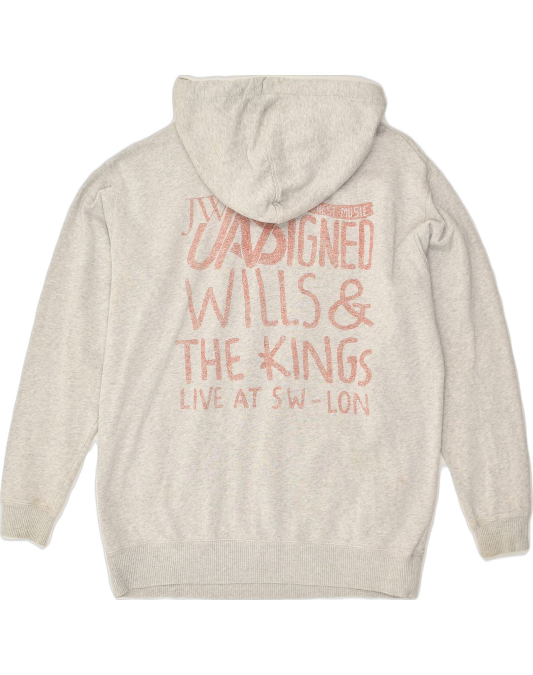JACK WILLS Womens Oversized Graphic Hoodie Jumper UK 10 Small Grey Cotton | Vintage Jack Wills | Thrift | Second-Hand Jack Wills | Used Clothing | Messina Hembry 