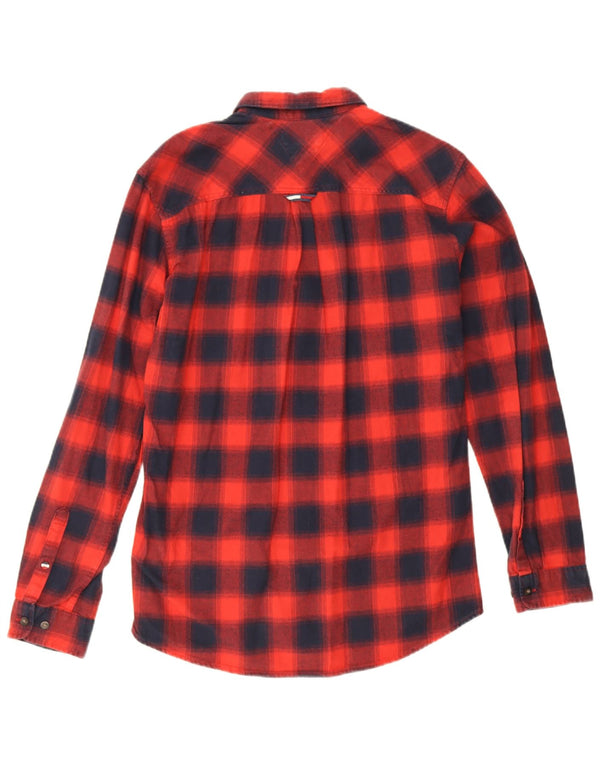 Tommy Hilfiger Mens Checked Regular Fit Flannel Shirt Medium Red Check