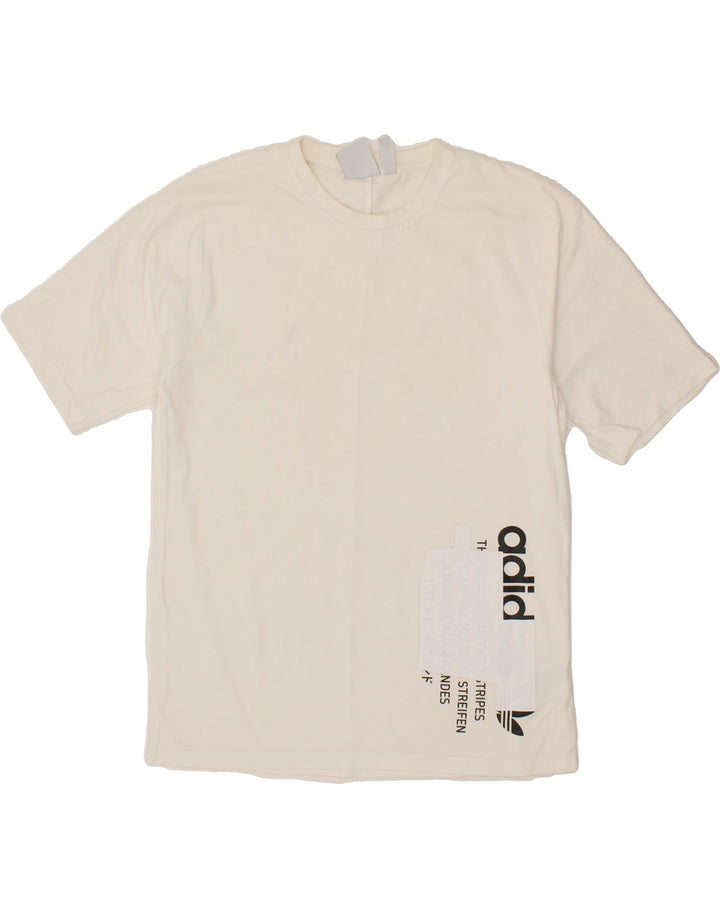 ADIDAS Mens Graphic T-Shirt Top Small White Cotton Vintage Adidas and Second-Hand Adidas from Messina Hembry 
