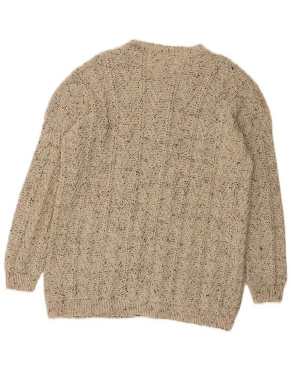 Vintage Womens Cardigan Sweater UK 16 Large Beige Flecked