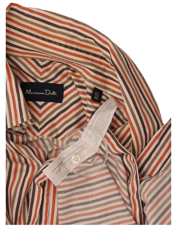 Massimo Dutti Mens Shirt XL Multicoloured Pinstripe Cotton