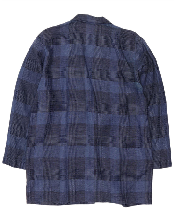 Carla Carini Womens Longline Blazer Jacket UK 14 Medium Navy Blue Check