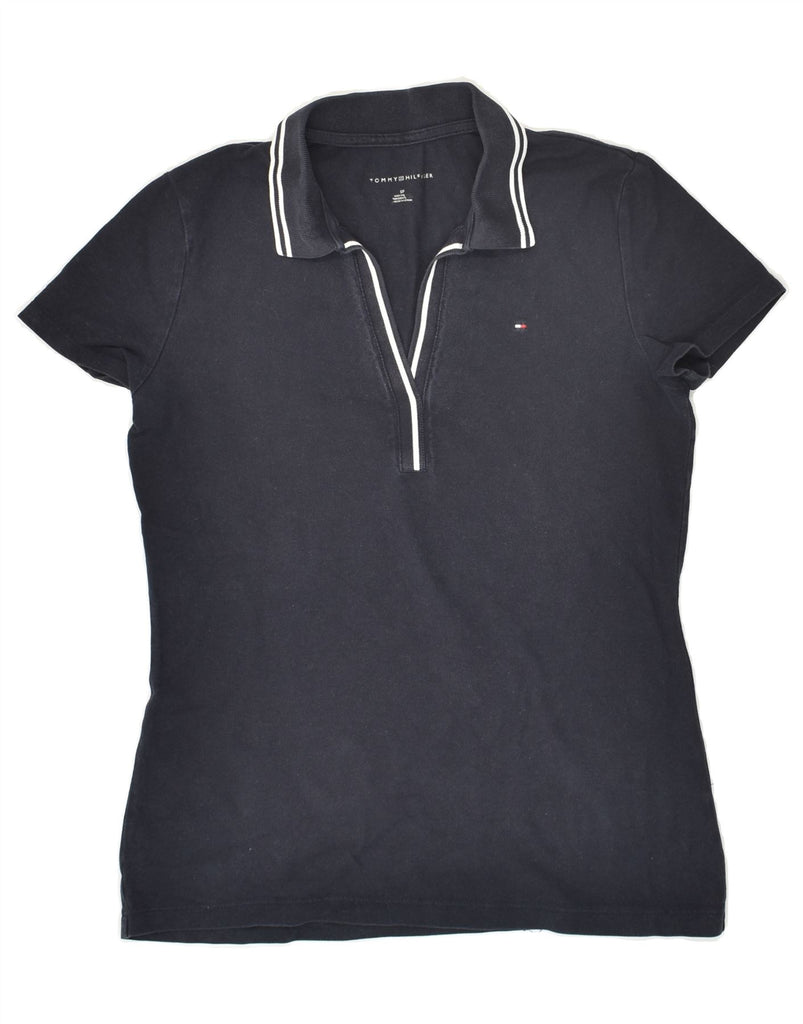 TOMMY HILFIGER Womens Polo Shirt UK 10 Small Navy Blue Cotton | Vintage Tommy Hilfiger | Thrift | Second-Hand Tommy Hilfiger | Used Clothing | Messina Hembry 