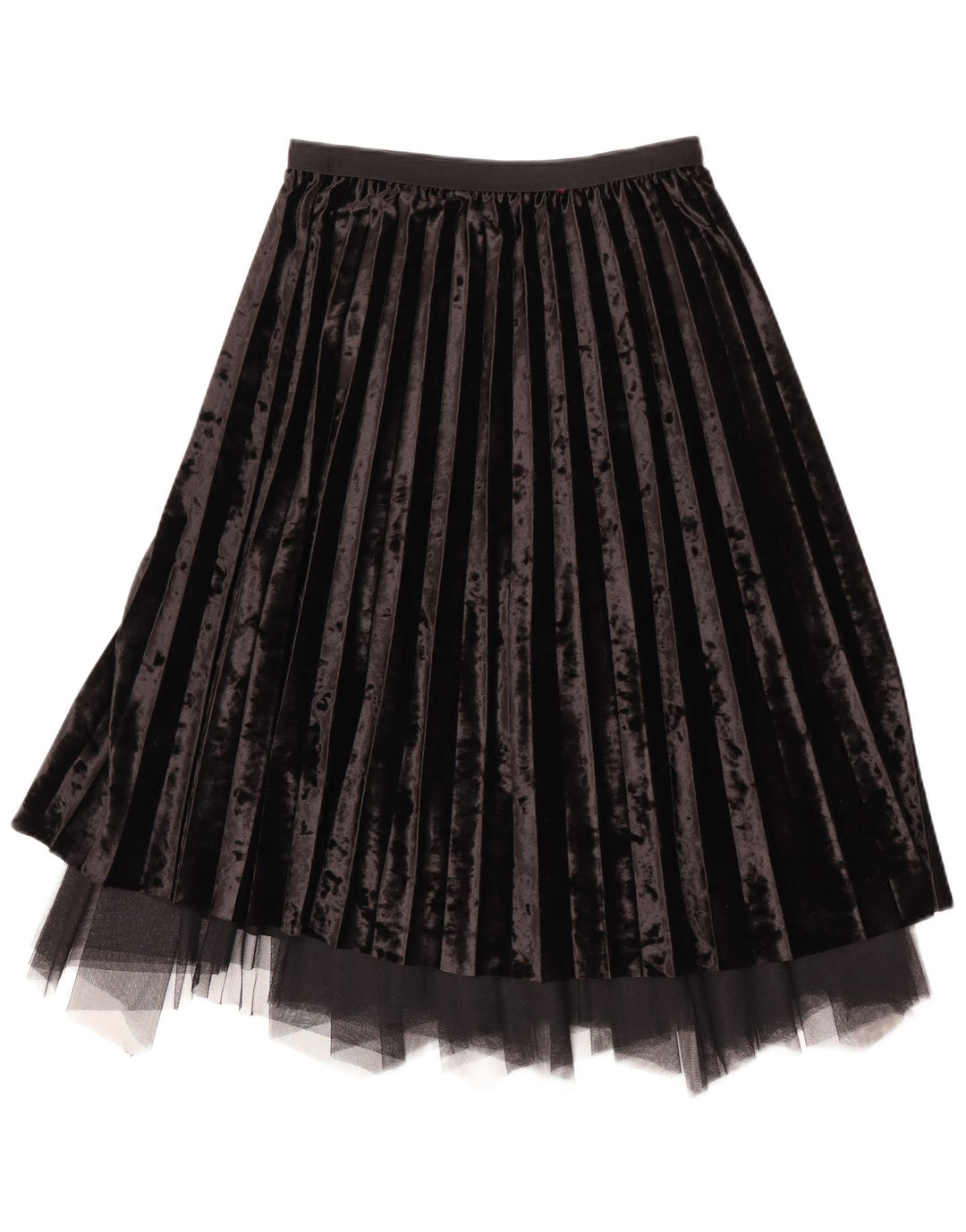 Vintage Womens Velvet Pleated Skirt W28 Medium Black