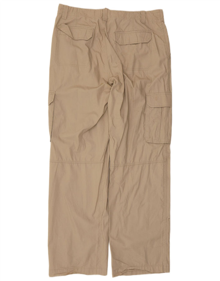 Cherokee Mens Straight Cargo Trousers W36 L34 Beige Cotton