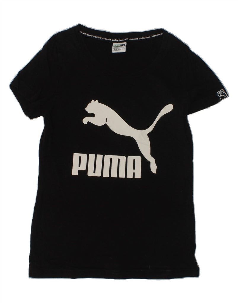 PUMA Girls Graphic T-Shirt Top 9-10 Years Black Cotton | Vintage Puma | Thrift | Second-Hand Puma | Used Clothing | Messina Hembry 