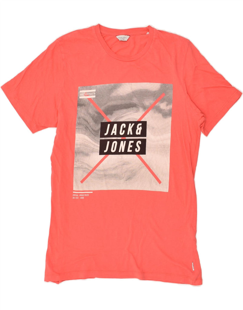 JACK & JONES Mens Graphic T-Shirt Top Medium Pink Cotton | Vintage Jack & Jones | Thrift | Second-Hand Jack & Jones | Used Clothing | Messina Hembry 