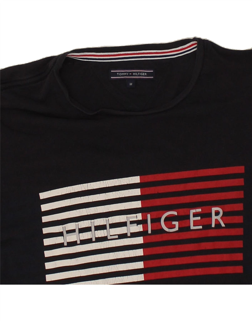 TOMMY HILFIGER Mens Graphic T-Shirt Top Medium Navy Blue Cotton Vintage Tommy Hilfiger and Second-Hand Tommy Hilfiger from Messina Hembry 